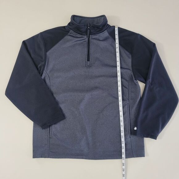 Badger Men's Athletic Black and Gray Qtr-Zip Long Sleeve Pullover - Picture 4 of 11